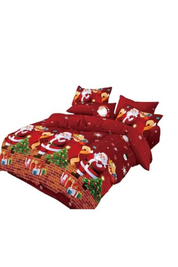 OEM Christmas bedding set, Finet, 4 pieces, single, 160x230cm, Santa Claus on the chimney
