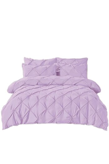 JOJO HOME Double bed linen set, Plain, with embroidered pleats, 6 pieces, Finet, 230x250cm, Lilac