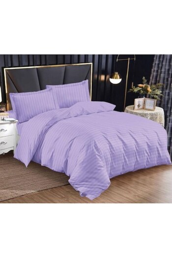 OEM Double Bed Linen Set, Elastic Sheet, Damask, 4 Pieces, 1 Person, Uni, 140x200cm, Lila