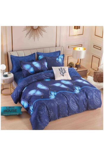 JOJO HOME Lenjerie de pat dublu cu elastic, Jojo Home, 6 piese, 2 persoane, 180x200cm, Finet Superior, imprime