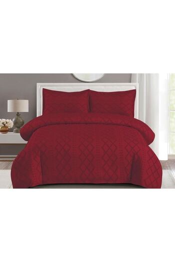 OEM Lenjerie de pat, Grofat M3, Uni, 4 piese, 2 persoane, 230x250cm, Bordo
