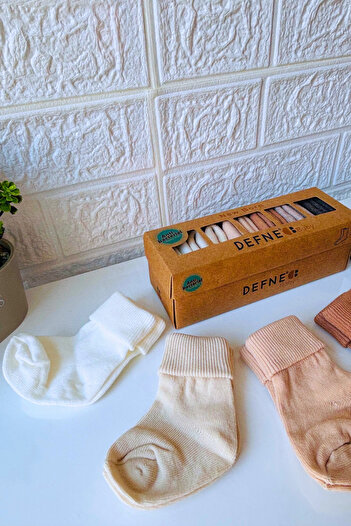 Defne Organic Cotton 0-6 Months Newborn Baby Girl and Boy Baby Socks Pack of 6