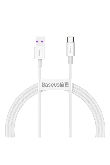 Baseus Cablu alimentare si date Baseus, Superior, Fast Charging, USB la USB Type-C 66W 1m, Alb