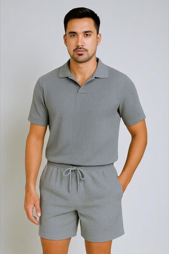han elegant Ottoman Lycra Fabric Summer Men's T-Shirt-Shorts Set