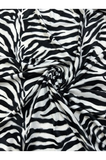 kumaşçıtr Zebra Patterned Thai Feather Fabric – Soft Textured, Plush Look, Width: 150 cm