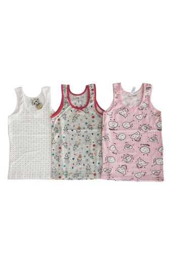 Panda Crew Neck Baby Girl Printed Patterned Undershirt 3-Piece