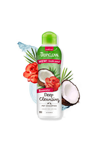 Tropiclean شامبو التنظيف العميق بماء الورد للحيوانات الأليفة، 20 أونصة