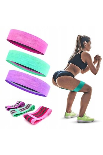 OEM Set 3 Resistance Bands, Pink, Green, Violet, 8x64cm, 8x74cm, 8x84cm
