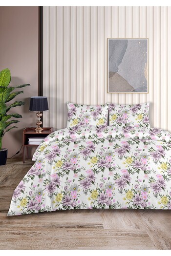 Evim Aster 100% Cotton Double Duvet Cover Set 200X220Cm Light Yellow Purple
