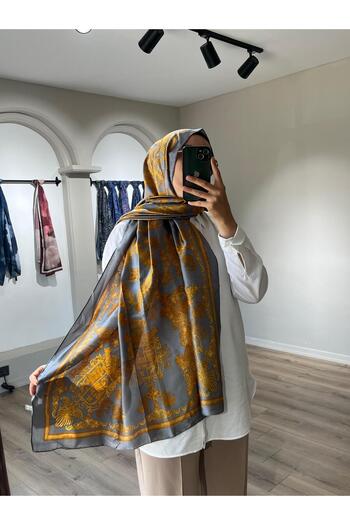 Merwiss Imported Voile Grey-Yellow Shawl