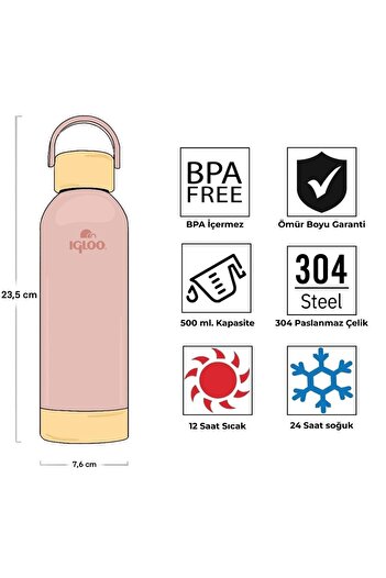 IGLOO Hydrate Pro Botte 500ml Thermos Flask Salmon