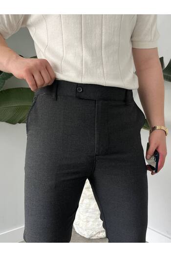 KHAYN ERKEK SLİM FİT İTALYAN KESİM KEMERLİ NORMAL BEL KUMAŞ PANTALON KHKP2048