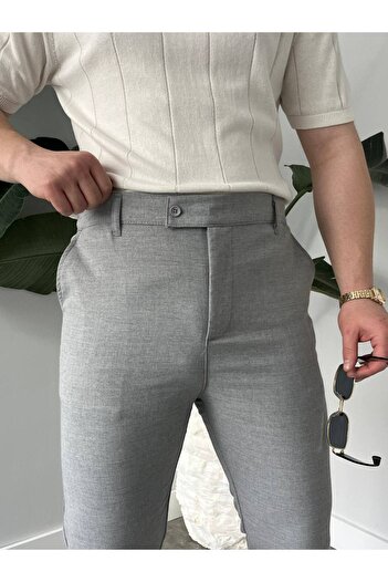 KHAYN ERKEK SLİM FİT İTALYAN KESİM KEMERLİ NORMAL BEL KUMAŞ PANTALON KHKP2048
