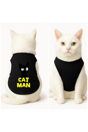 Buddy Store Cat Outfit Clothes Singlet - Catman Printed Black Singlet - Size L