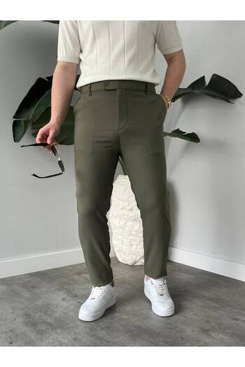 KHAYN ERKEK SLİM FİT İTALYAN KESİM KEMERLİ NORMAL BEL KUMAŞ PANTALON KHKP2048