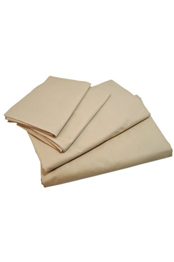 ARIALE Lenjerie de pat pentru 2 persoane, 4 piese, bumbac ranforce, Bej