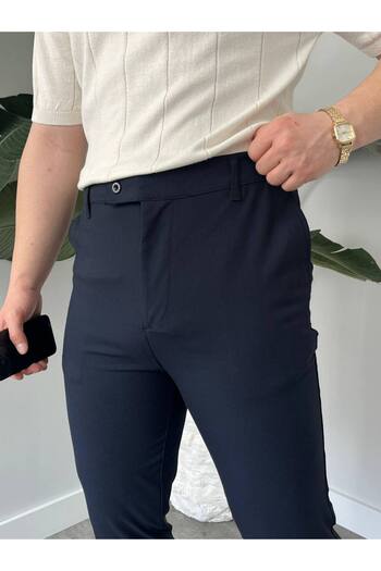 KHAYN ERKEK SLİM FİT İTALYAN KESİM KEMERLİ NORMAL BEL KUMAŞ PANTALON KHKP2048