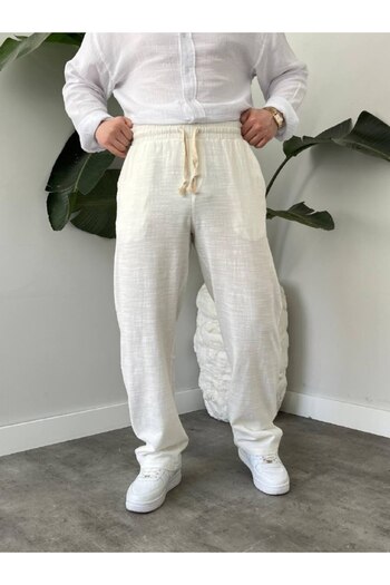 KHAYN ERKEK BOL KESİM PAMUKLU YAZLIK LASTİKLİ BEL KETEN PANTALON KHKP2050