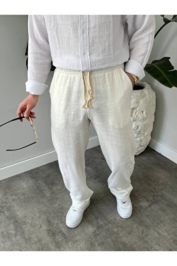 KHAYN ERKEK BOL KESİM PAMUKLU YAZLIK LASTİKLİ BEL KETEN PANTALON KHKP2050