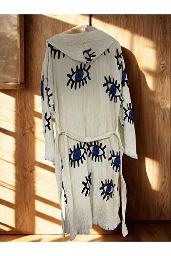 TekStilize Muslin Eye Patterned Peshtemal Bathrobe and Beach Dress (100% Cotton)