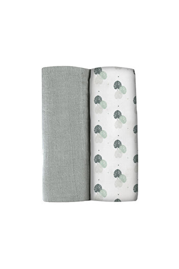 Beaba Set 2 Museline bumbac 120x120 cm Mirage Grey/Jungle