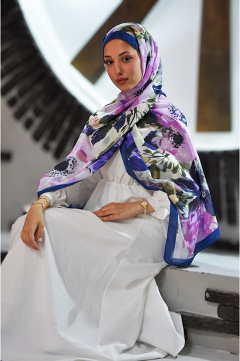 MSCARFS Orchid Pattern Cotton Voile Silk Shawl