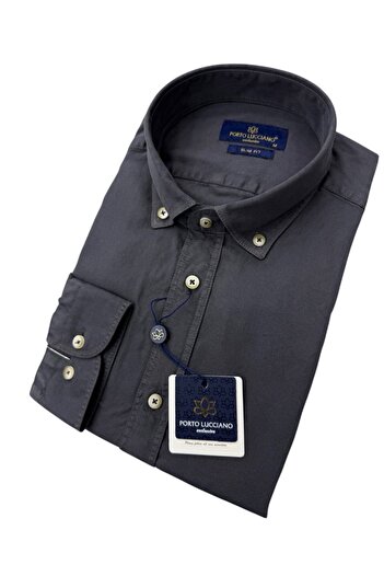 GÖMLEK GALERİSİ Men's Slim Fit Cut Plain Sports Long Sleeve Shirt