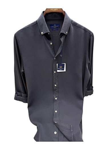 GÖMLEK GALERİSİ Men's Slim Fit Cut Plain Sports Long Sleeve Shirt