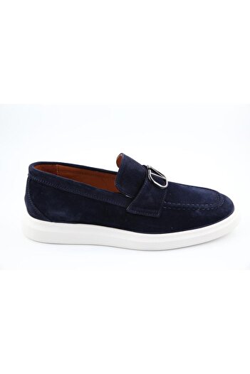 MARCOMEN 21171 Genuine Leather Navy Suede Men's Casual Shoes