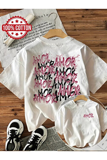 AEMİ Μπλουζάκι Unisex Amor με στάμπα Oversize Crew Neck