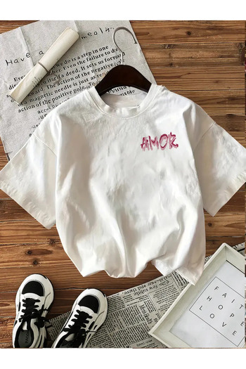 AEMİ Μπλουζάκι Unisex Amor με στάμπα Oversize Crew Neck