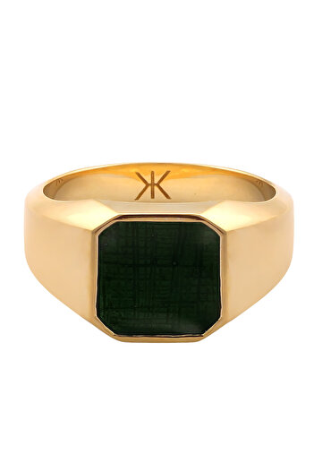 KUZZOI Ring Siegelring Herren Quadrat Emaille Grün 925 Sterling Silber