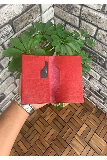 GUARD Red Genuine Leather Passport Cover Men / Women P5249