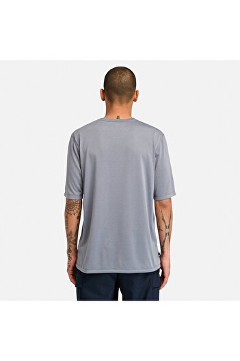 Timberland Uv-Protectıon Logo Short Sleeve Tee Men's Gray Tshirt Tb0A5Sfx0731