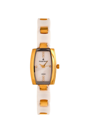 Philippe Moraly Women Water Resistant Ceramic Analog Wrist Watch M1122GPWW