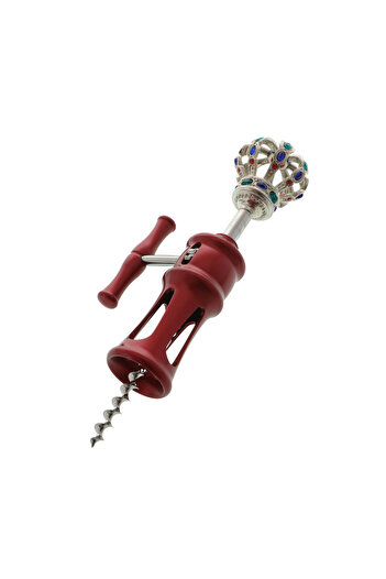 GiftExpress Burgundy metal professional corkscrew with crown