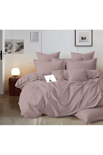 OEM Double bed linen set, Damask, Elastic Sheet, 6 pieces, 2 persons, Uni, 180x200cm, Pale Pink