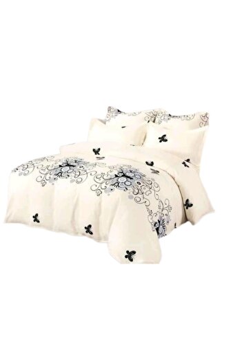 OEM 6-piece Bed Linen Set for 2 Persons, 230x250cm, Finet, Elegant Print, Beige-Black