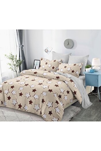 OEM Double Bed Linen Set, 6 Pieces, Star Print, 230x250cm, Finet, Multicolor