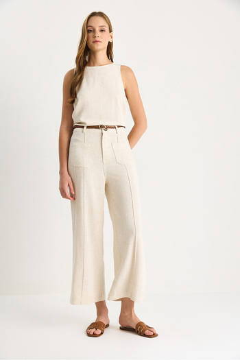 Bianco Lucci Kadın Örgü Kemerli Culotte Pantolon 60282027