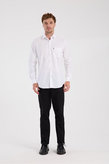 Abbate AClub Aclub Ac10111 Armure Cotton Regular Fit White Classic Collar Men's Patterned Shirt