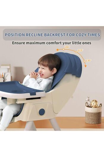 Lumely Baby High Chair,Folding Recline Feeding,Height Adjustable,with Removable Double Compartment Plate