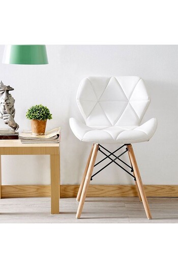 PROCART Scaun de bucătărie, cadru din lemn, design scandinav, alb