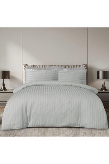 INFINI HOMES Soft 100% Microfiber Silver & Stripe Duvet Cover Set with 2 Pillow Case for Home & Luxu