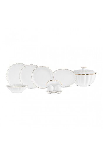 Karaca Fine Pearl Extra Shell 55-teiliges 12-Personen Geschirrset Gold