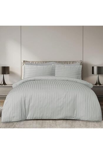 INFINI HOMES Soft 100% Microfiber Silver & Stripe Duvet Cover Set with 2 Pillow Case for Home & Luxu