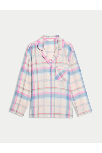 Marks & Spencer Pamuk Karışımlı Kareli Pijama Üstü