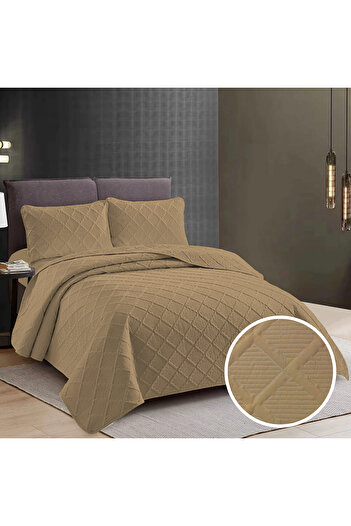 Pucioasa Plain Bedspread + 2 Pillowcases - Beige