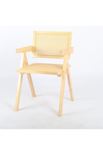 DEC13 Single wooden chair with wooden rattan