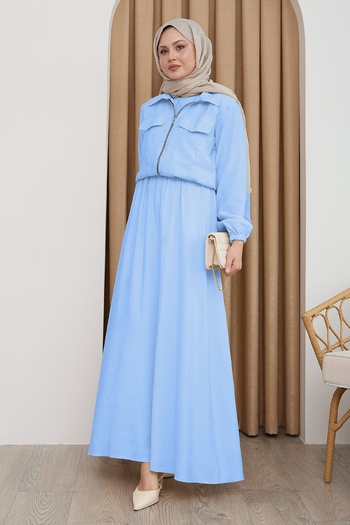 InStyle Φόρεμα με φερμουάρ και μπουφάν Baby Blue